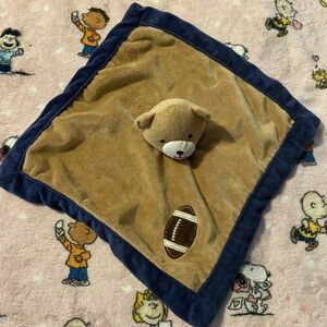 Tiddliwinks Teddy Bear Football Lovey Baby Blanket Security Brown Blue Plush Toy